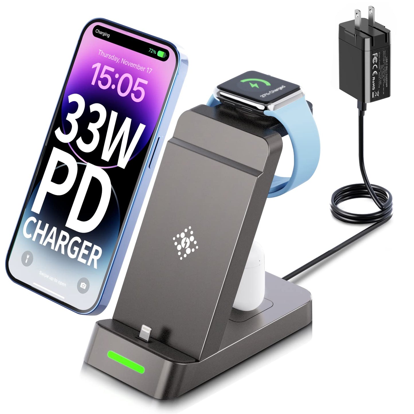 3 in 1 Charging Station for iPhone - 33W Fast Charging Station